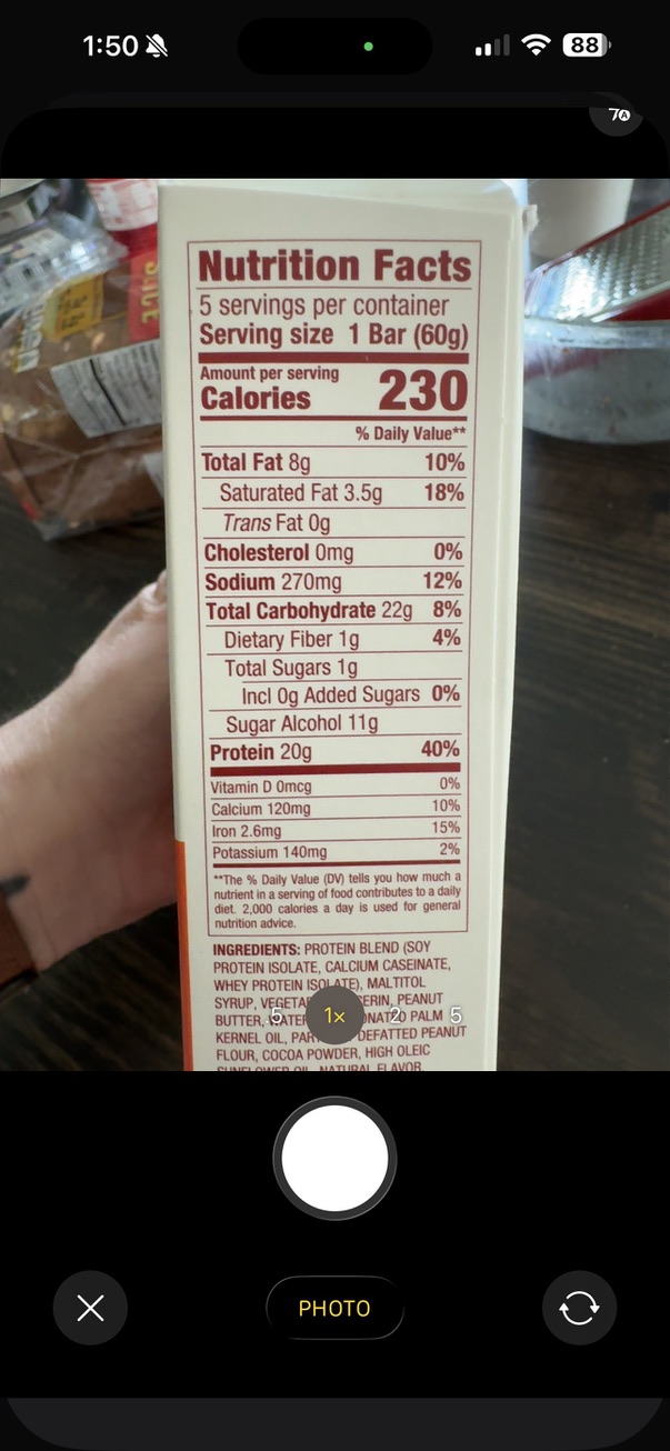 Logging food by pointing the phone camera at a nutrition label.